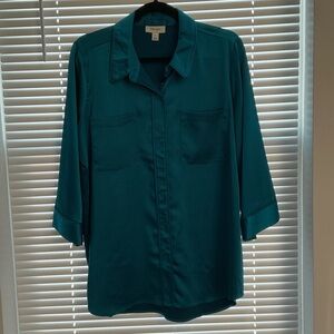 Teal Button-Up Blouse